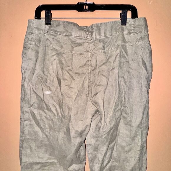 H&M 100% Linen Taupe Green Women's Pants - Size 12 - Excellent Condition - Picture 9 of 9